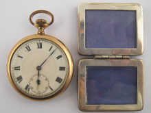 A gold plated open face pocket watch