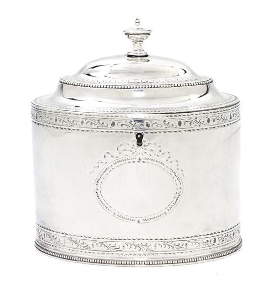 * A George III Silver Tea Caddy