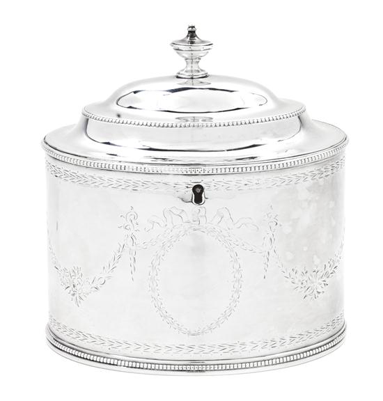 * A George III Silver Tea Caddy