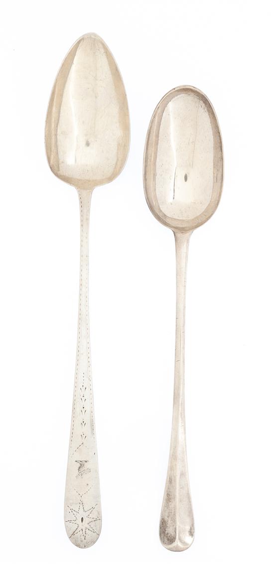 * Two Irish Silver Stuffing Spoons