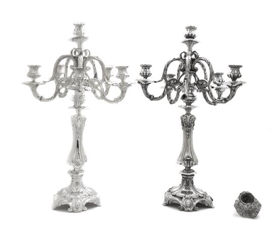 A Pair of French Silver Six Light 150480