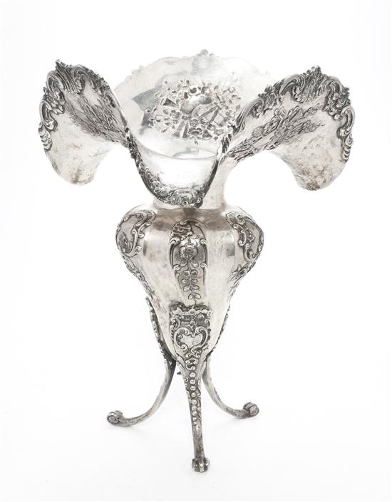 A German Hanau Silver Tripod Vase