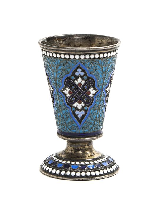 A Russian Silver and Enameled Cup