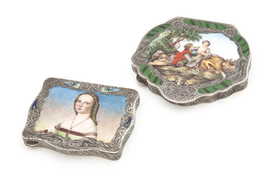 Two Italian Enameled Silver Compacts 150508