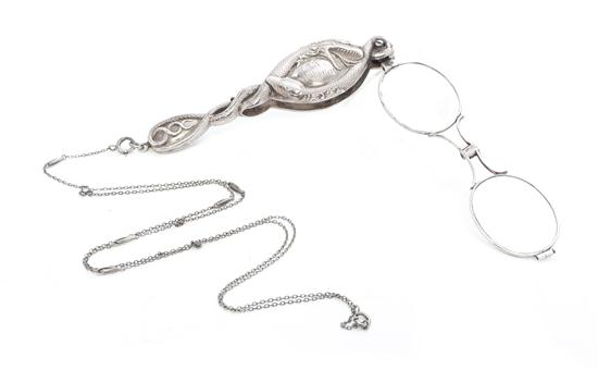 A Silvered Metal Lorgnette the