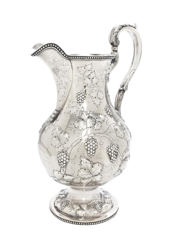 An American Coin Silver Wine Ewer Jones