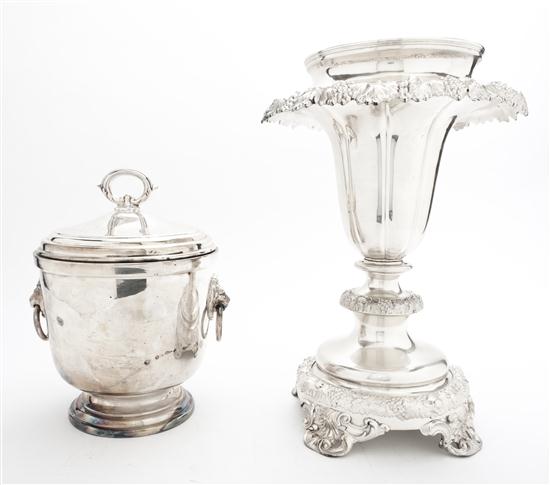 A Silverplate Vase and Ice Bucket