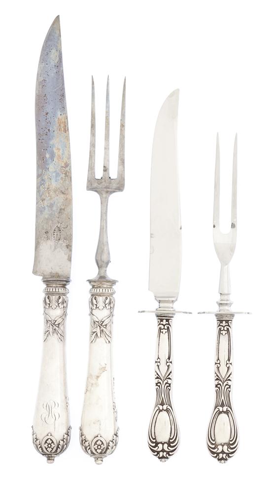  A French Silver Carving Set comprising 1505fb