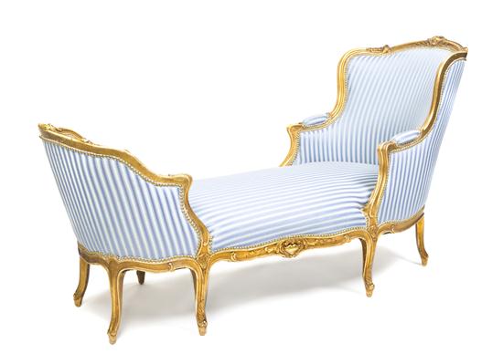 A Louis XV Style Giltwood Chaise