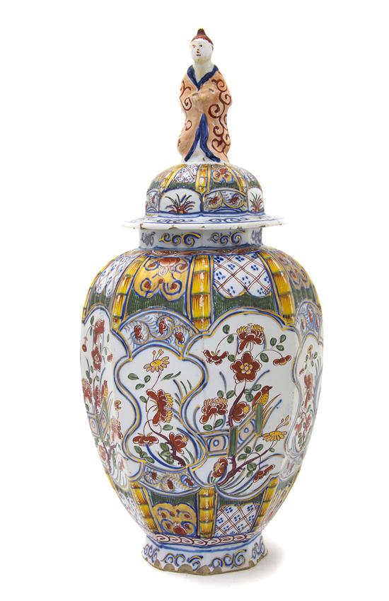 A Continental Faience Covered Vase