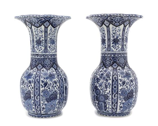 A Pair of Delft Ceramic Vases 19th century