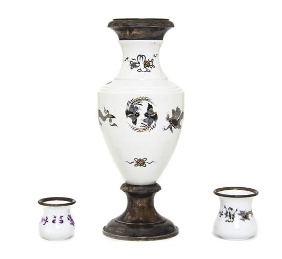 Three Meissen Porcelain Silver 15074d