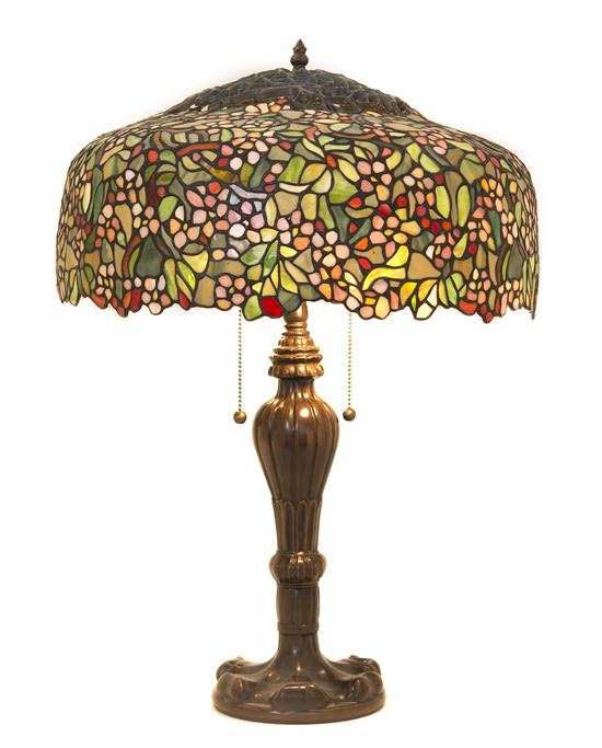 A Leaded Glass Table Lamp having 15079b