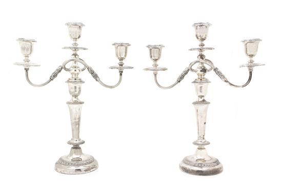 A Pair of American Silverplate Three-Light