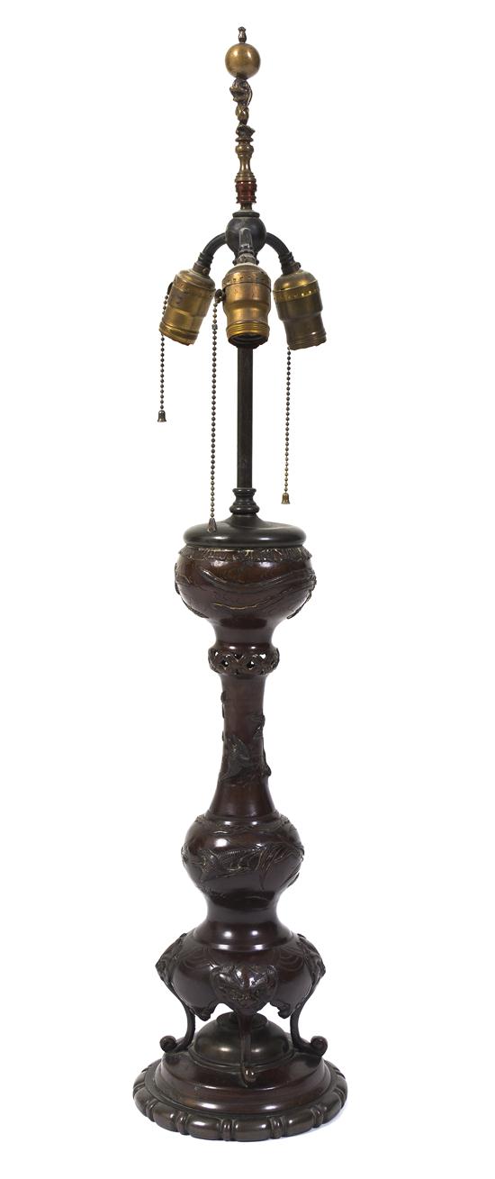 A Japanese Bronzed Metal Lamp of 150820