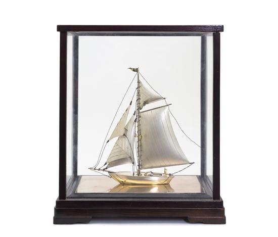 A Sterling Silver Model of a Sailboat