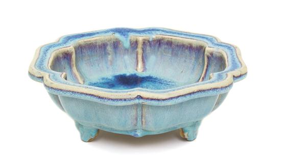 A Jun Ware Narcissus Bowl of shaped