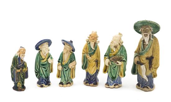 A Collection of Six Chinese Shiwan Figures