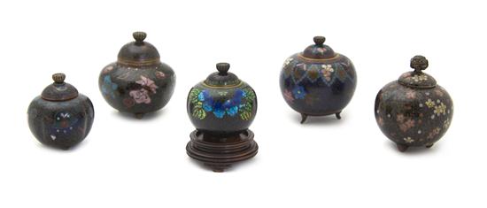 Five Chinese Cloisonne Lidded Vessels