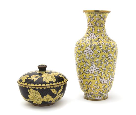 Two Chinese Cloisonne Articles comprising