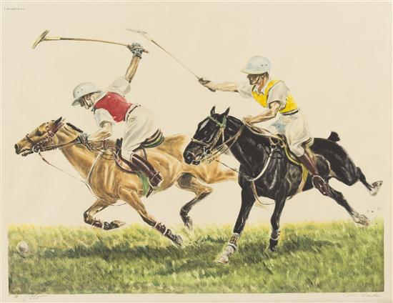Louis Claude (1879-1963) Polo lithograph