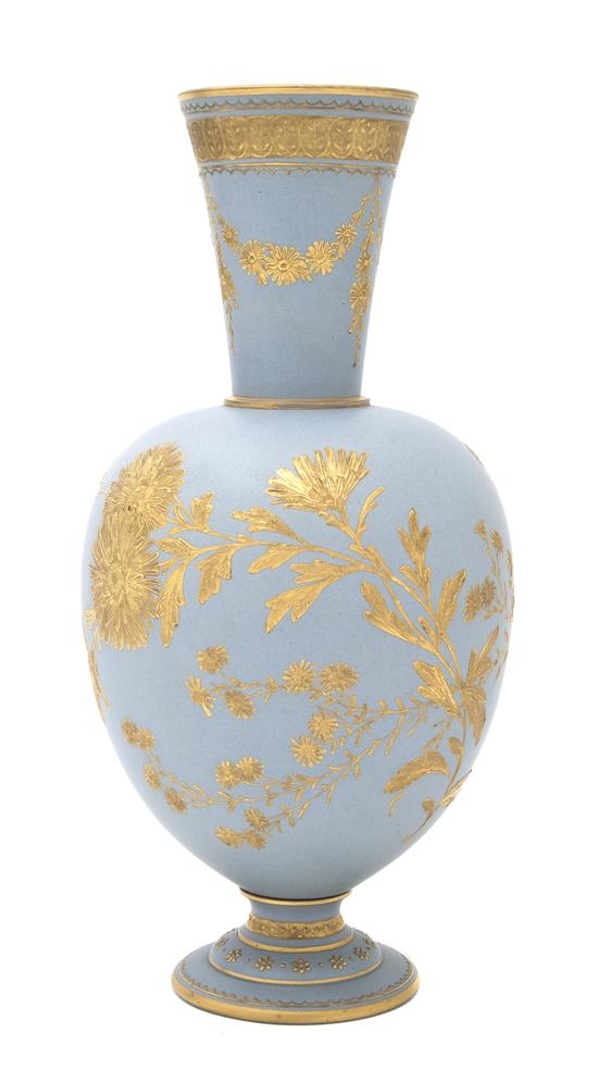 A Wedgwood Blue Stoneware Vase of baluster