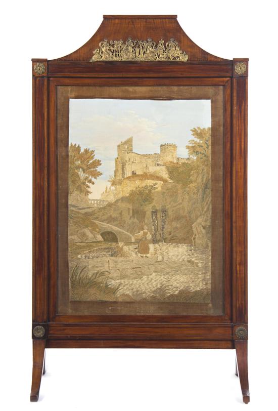 A Continental Needlework Fire Screen