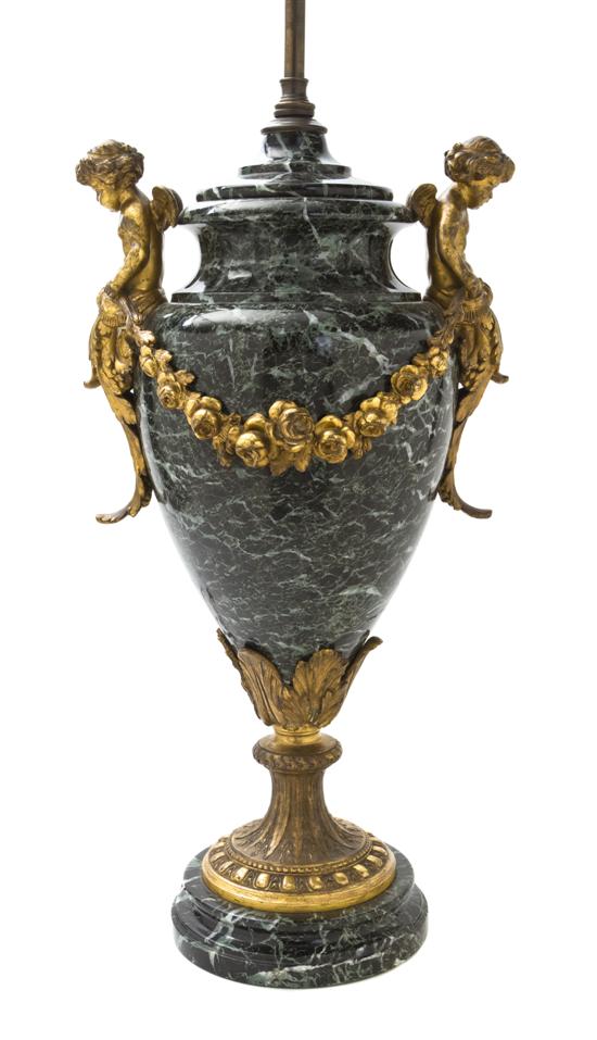 A Neoclassical Gilt Bronze Mounted Marble