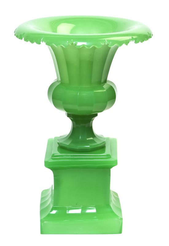 *A French Green Opaline Glass Urn