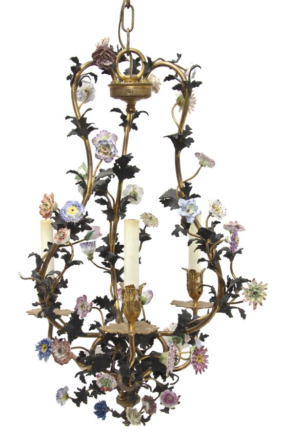 A French Porcelain Mounted Three Light 150c13