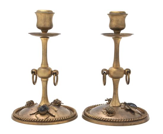 A Pair of English Gilt Bronze Candlesticks 150c23