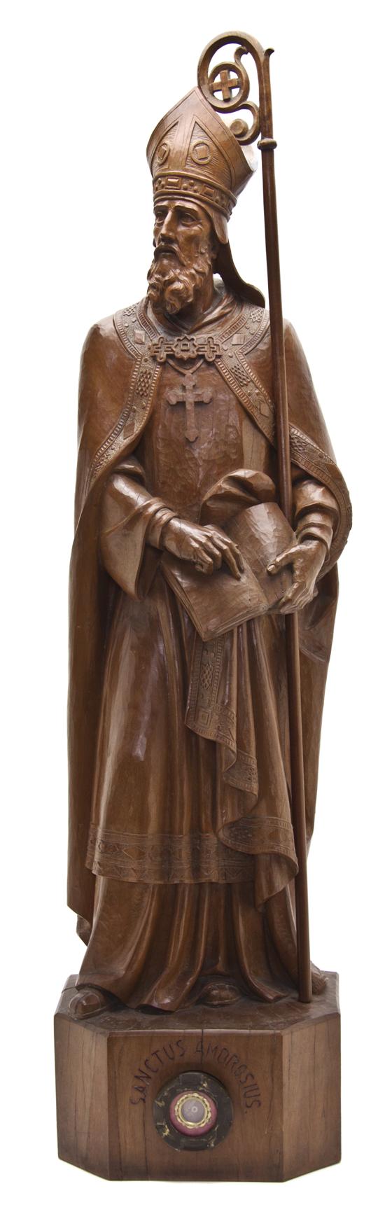 A Continental Carved Figure of a Bishop