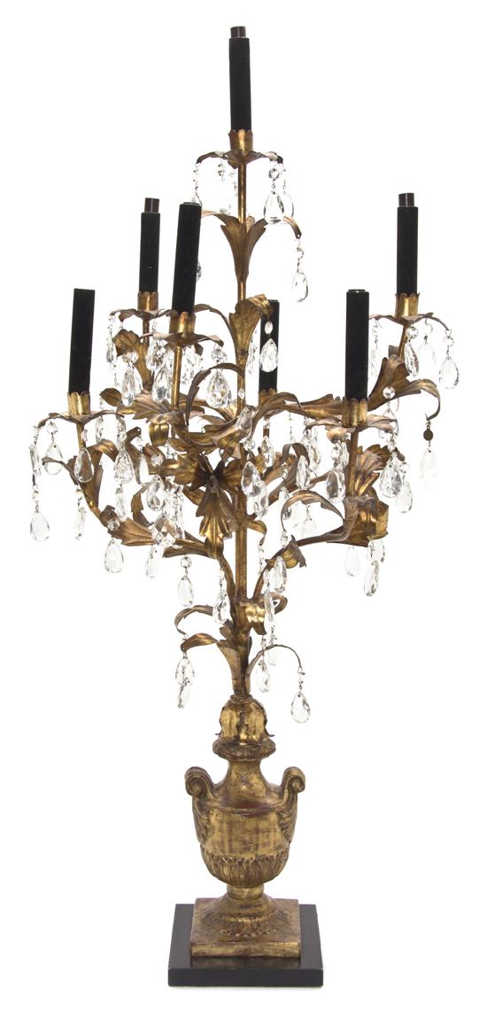 An Italian Giltwood and Tole Seven-Light