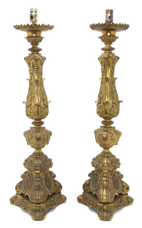 A Pair of Continental Gilt Bronze