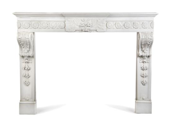 An Italian Carved Marble Mantel 150c75