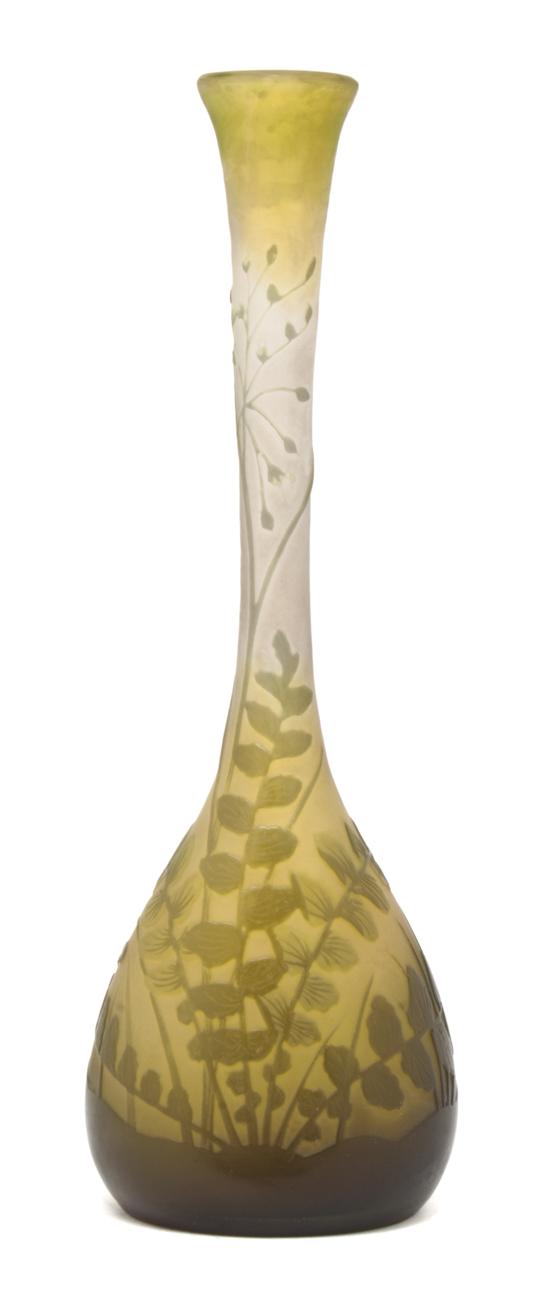 A Galle Cameo Glass Vase of bottle