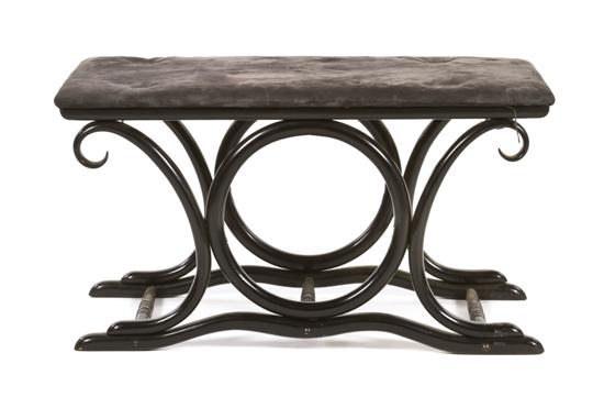 An Ebonized Bentwood Window Bench