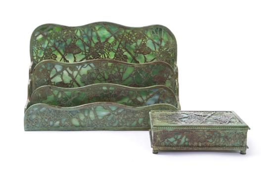 A Tiffany Studios Bronze Two-Piece