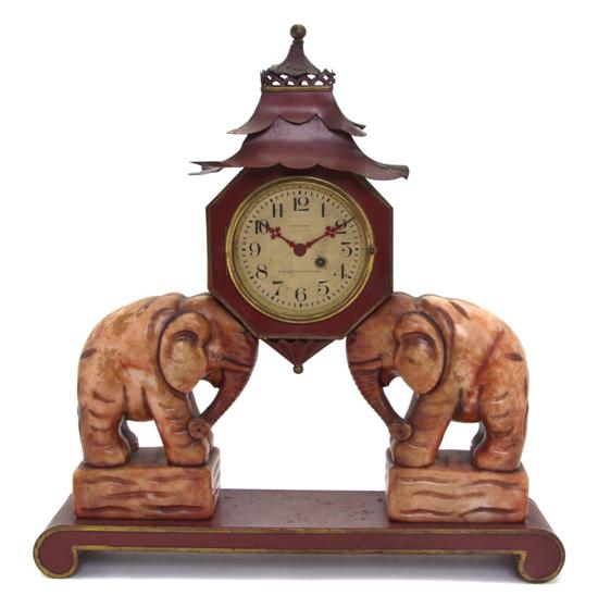 An American Tole Mantel Clock Waltham 150ce2