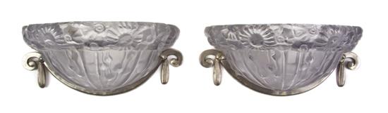 A Pair of Art Deco Molded and Frosted