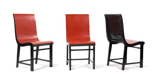 A Set of Three Lacquered Side Chairs