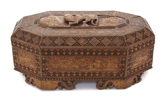 A Middle Eastern Carved Wood Box
