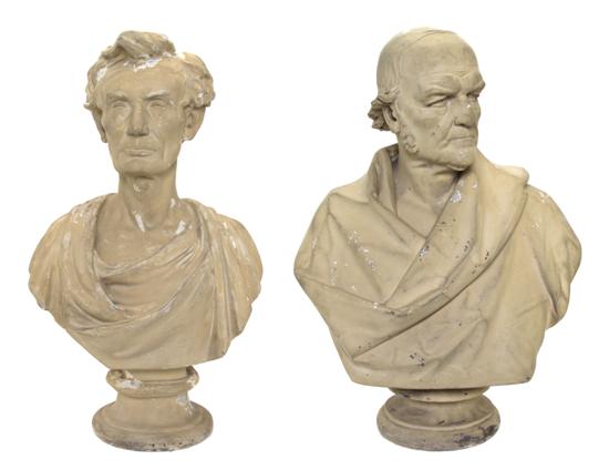 *Two Cast Plaster Busts depicting