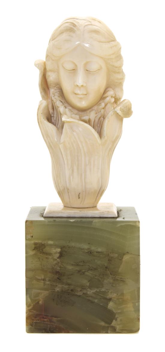 A Continental Art Nouveau Ivory Bust