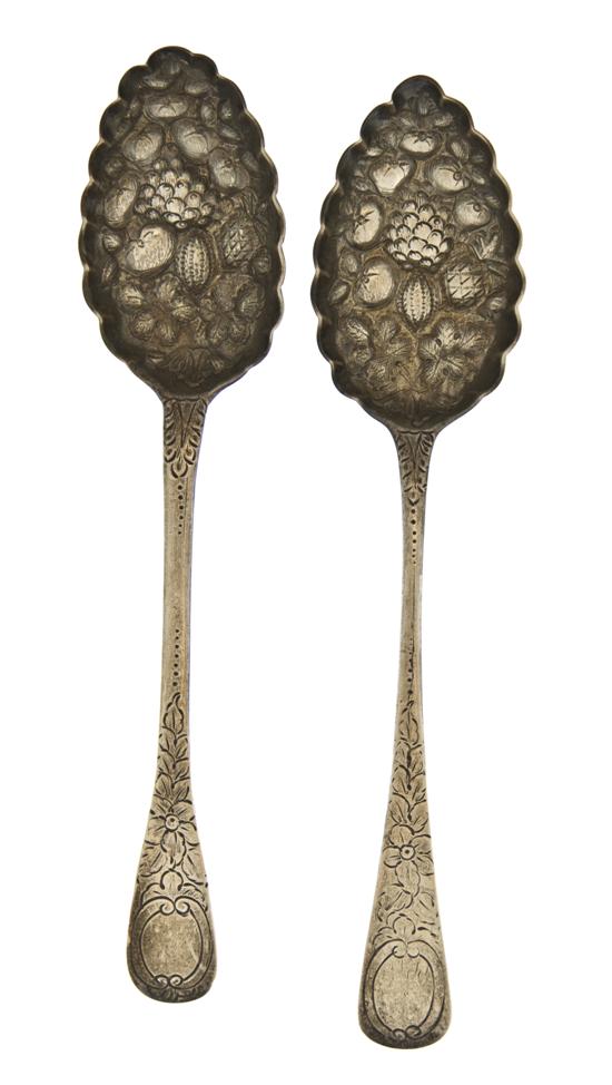 Two English Silver Berry Spoons 150dec