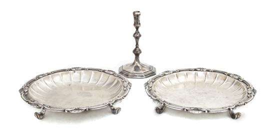 *A Pair of Sterling Silver Footed