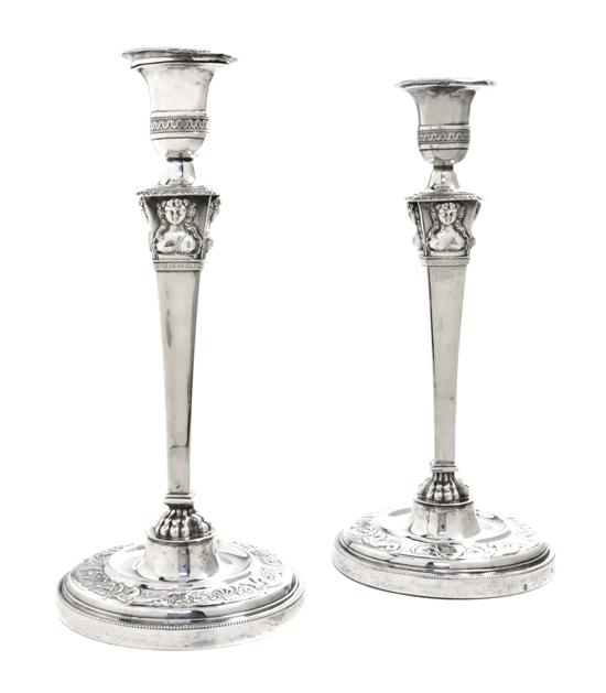 A Pair of French Silver Candlesticks 150e28