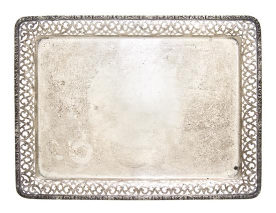 A Continental Silver Tray of rectangular