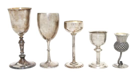 A Collection of Four Silver Goblets