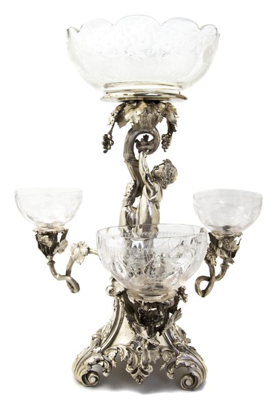 *A Silverplate and Etched Glass